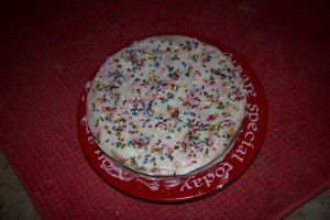 Pumpkin cake with homemade "cream cheese" frosting