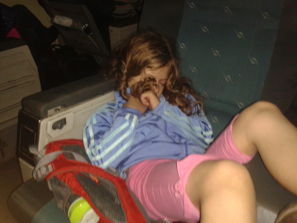 9:20p- sleeping on the train