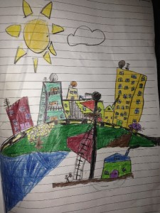 Drawing of our city in North Africa by my eldest