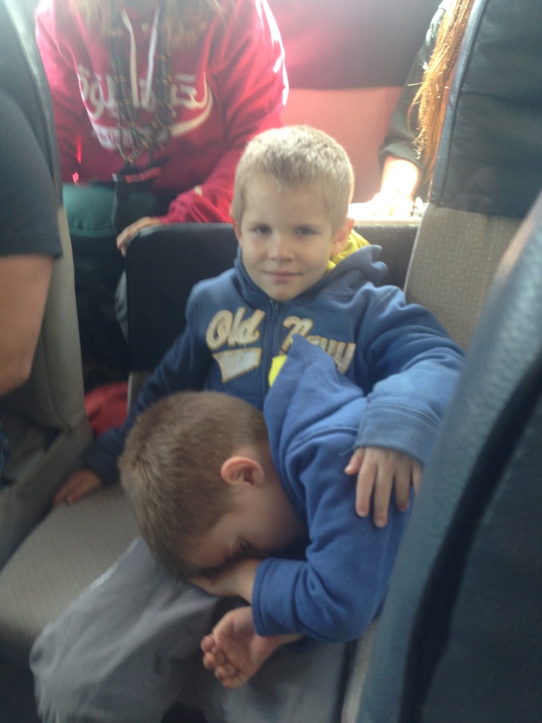 01.21- Sleeping on the way to SLC...his older brother offered him his lap...sweet boy!