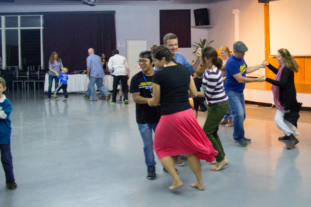 The team from Scotland taught us to dance a Ceilidh dance. Soo fun!