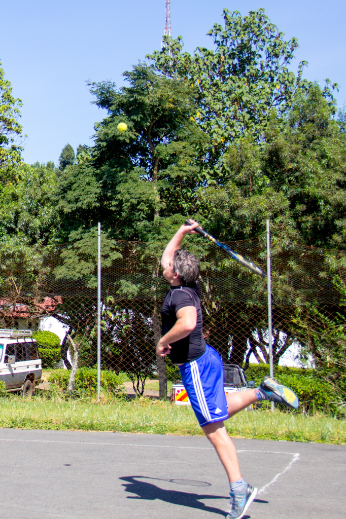 Tennis playing with others